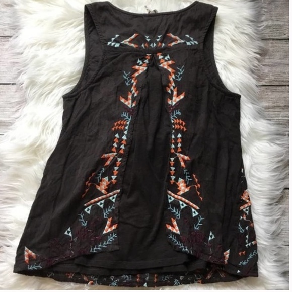 Anthro Rigmarole Akemi Kin Tassel Brown Embroidered Beaded & Tassel Tank Top - Picture 5 of 9